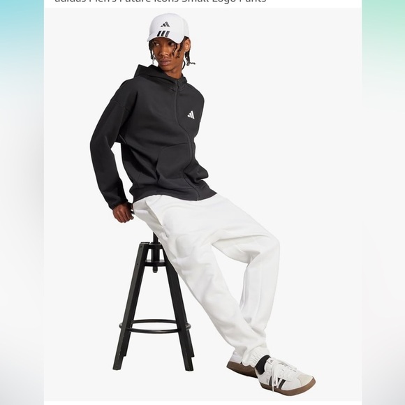 Adidas Mens Future Icon Small Logo Pants size Large White with black logo - Picture 5 of 11